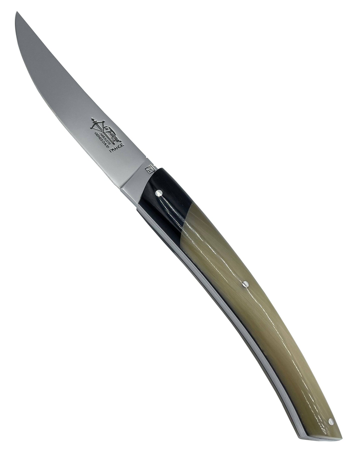 Arbalete Genes David Luxury Fully Forged Steak Knives 6-Piece Set With Full Combined Mixed Horn Handles & Bolsters, 4.25-Inches - Kitchen Universe