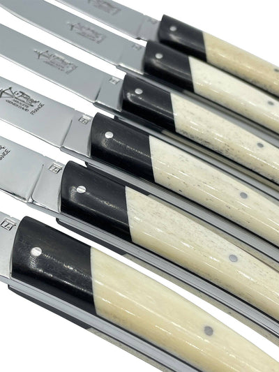 Arbalete Genes David Luxury Fully Forged Steak Knives 6-Piece Set With Full Bone Handles With Ebony Bolsters, 4.25-Inches - Kitchen Universe
