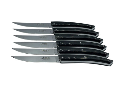 Arbalete Genes David Luxury Fully Forged Steak Knives 6-Piece Set with Full Buffalo Horn Handles, 4.25-Inches - Kitchen Universe
