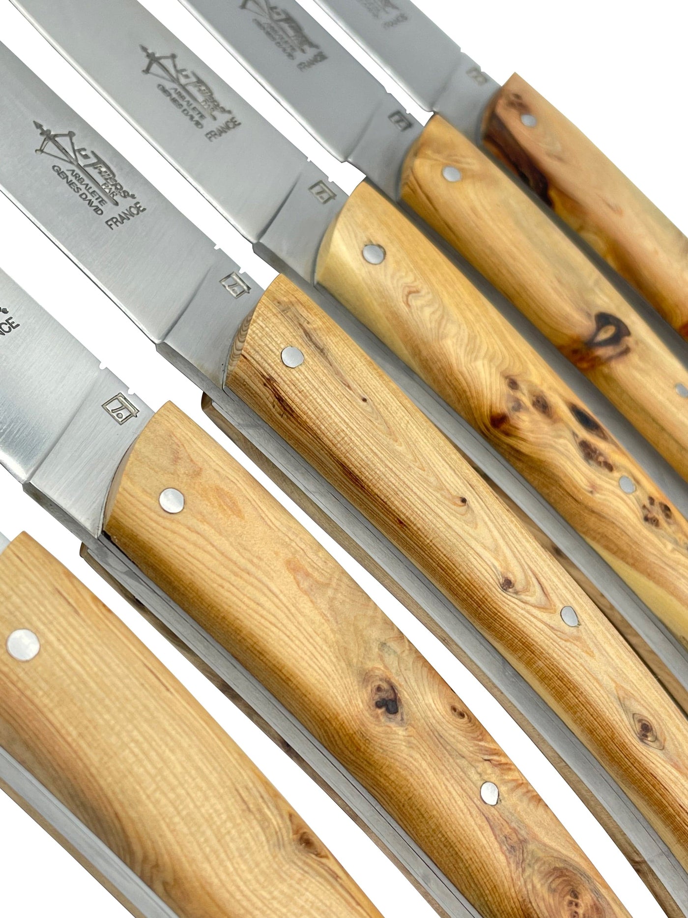 Arbalete Genes David Luxury Fully Forged Steak Knives 6-Piece Set With Full Juniper Wood Handles, 4.25-Inches - Kitchen Universe