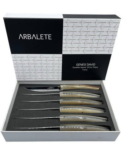 Arbalete Genes David Luxury Fully Forged Steak Knives 6-Piece Set With Full Solid Horn Handles, 4.25-Inches - Kitchen Universe