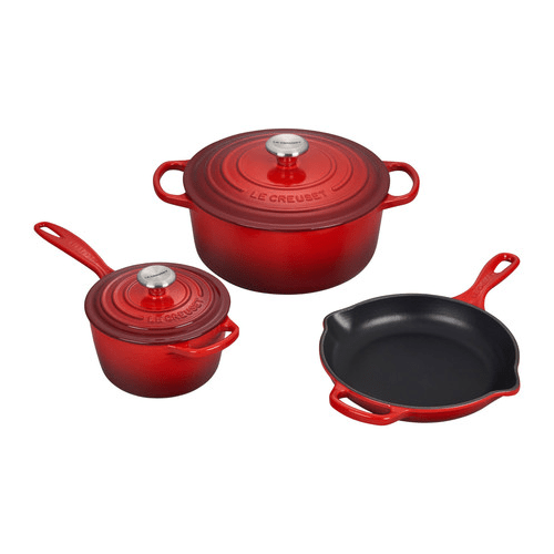 Le Creuset Signature Enameled Cast Iron 5-Piece Cookware Set, Cerise - Kitchen Universe