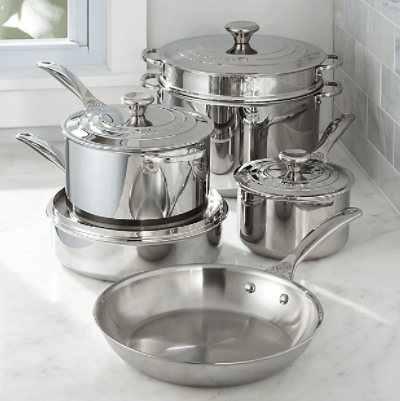 Le Creuset Signature Tri-Ply Stainless Steel 10-Piece Cookware Set - Kitchen Universe