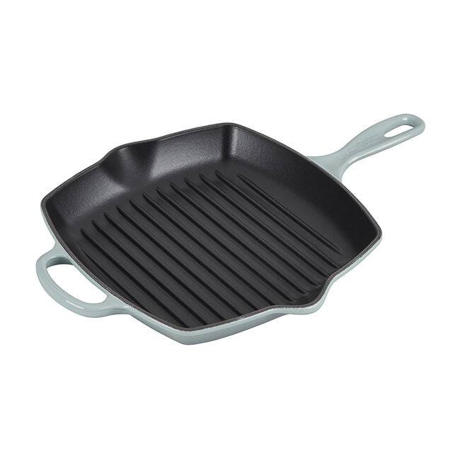 Le Creuset Signature Enameled Cast Iron Square Skillet Grill, 10.25-Inches, Sea Salt - Kitchen Universe