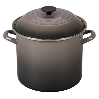 Le Creuset Enamel on Steel Stockpot With Lid, 10-Quart, Oyster - Kitchen Universe