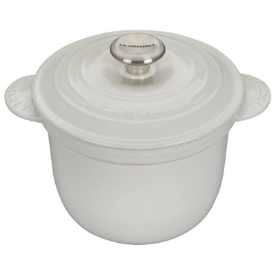 Le Creuset Enameled Cast Iron Rice Pot & Stoneware Insert , 2.25-Quart, White - Kitchen Universe