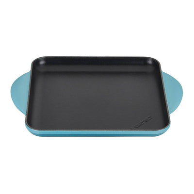 Le Creuset Enameled Cast Iron Square Griddle Pan, 9.5-Inches, Caribbean - Kitchen Universe