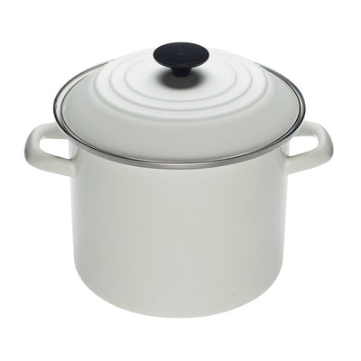 Le Creuset Enameled on Steel Stockpot, 8-Quart, White - Kitchen Universe