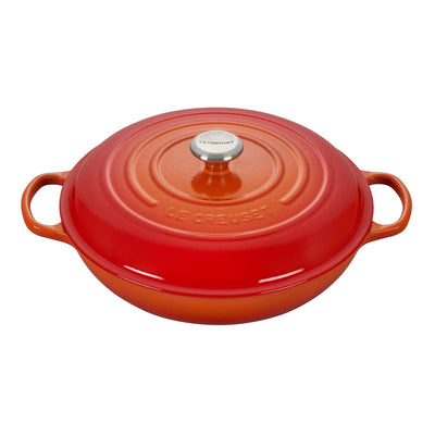 Le Creuset Signature Enameled Cast Iron Braiser with Stainless Steel Knob, 5-Quart, Flame - Kitchen Universe