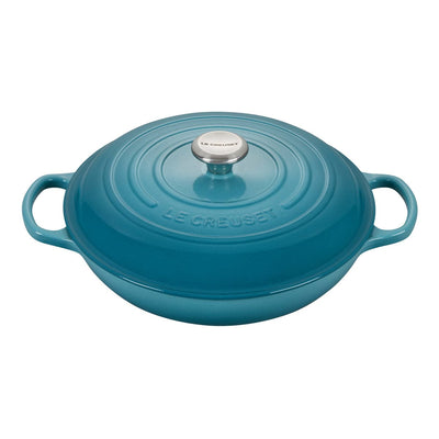 Le Creuset Signature Enameled Cast Iron Braiser with Stainless Steel Knob, 2.25-Quart, Caribbean - Kitchen Universe