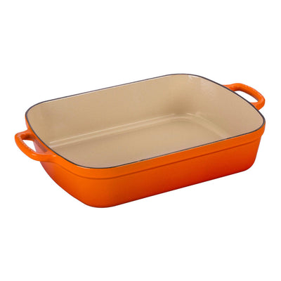 Le Creuset Signature Enameled Cast Iron Rectangular Roasting Pan, 5.25-Quart, Flame - Kitchen Universe