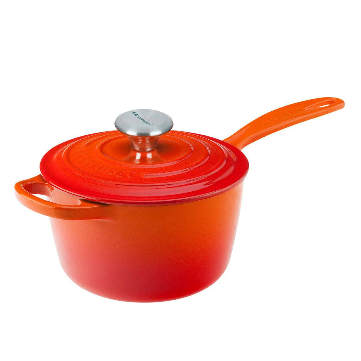 Le Creuset Signature Enameled Cast Iron Sauce Pan with Lid, 1.75-Quart, Flame - Kitchen Universe