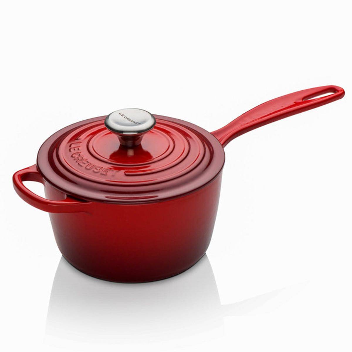 Le Creuset Signature Enameled Cast Iron Sauce Pan with Lid, 2.25-Quart, Cerise - Kitchen Universe