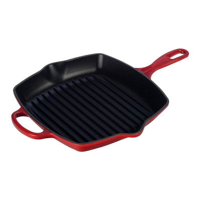 Le Creuset Signature Enameled Cast Iron Square Skillet Grill, 10.25-Inches, Cerise - Kitchen Universe