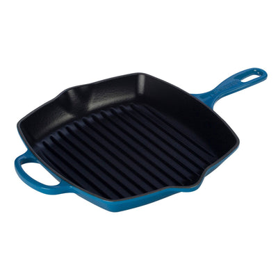 Le Creuset Signature Enameled Cast Iron Square Skillet Grill, 10.25-Inches, Marseille - Kitchen Universe