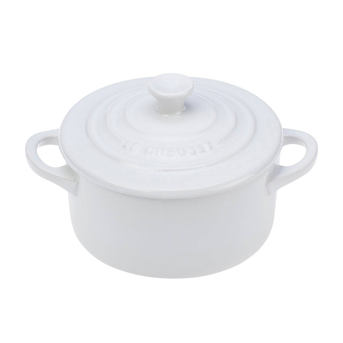 Le Creuset Stoneware Mini Round Cocotte, 8-Ounces, White - Kitchen Universe