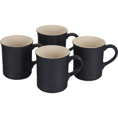 Le Creuset Stoneware Set of 4 Mugs, 14-Ounces, Licorice - Kitchen Universe