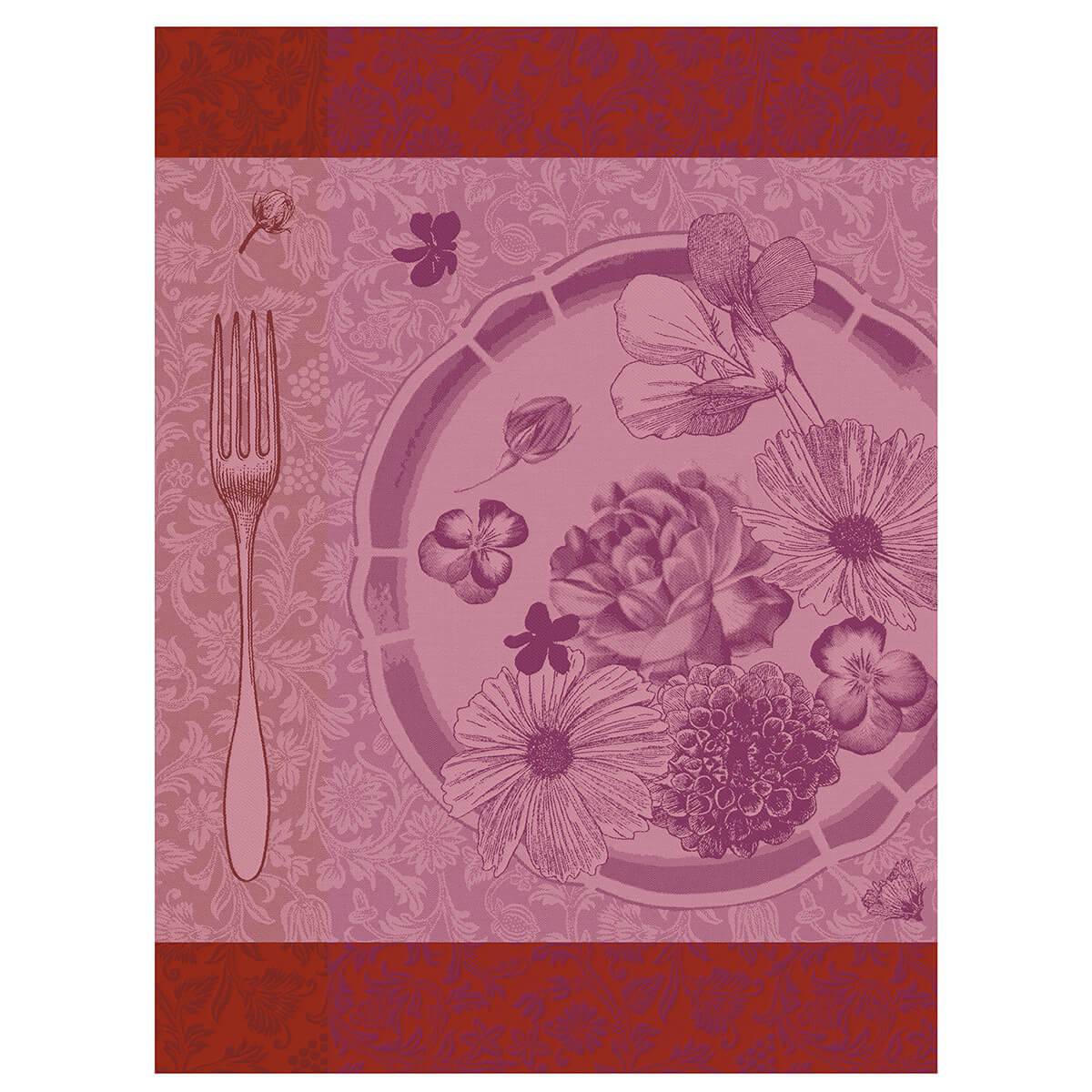Le Jacquard Francais Fleurs À Croquer Tea Towel, 24 x 31-in, Pink - Kitchen Universe
