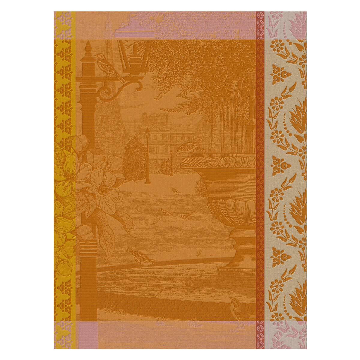 Le Jacquard Francais Jardin Parisien Tea Towel, 24 x 31-in, Orange - Kitchen Universe