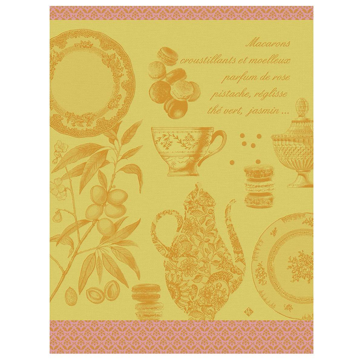 Le Jacquard Francais Macarons Tea Towel, 24 x 31-in, Mango - Kitchen Universe