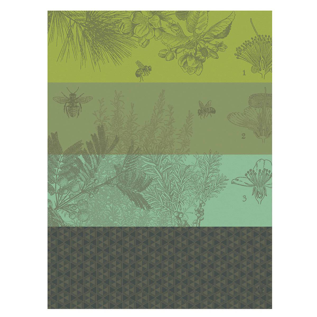 Le Jacquard Francais Miel De Fleurs Tea Towel, 24 x 31-in, Green - Kitchen Universe