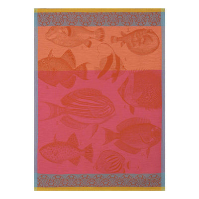 Le Jacquard Francais Moorea Tea Towel,  24 x 31-Inches, Coral - Kitchen Universe