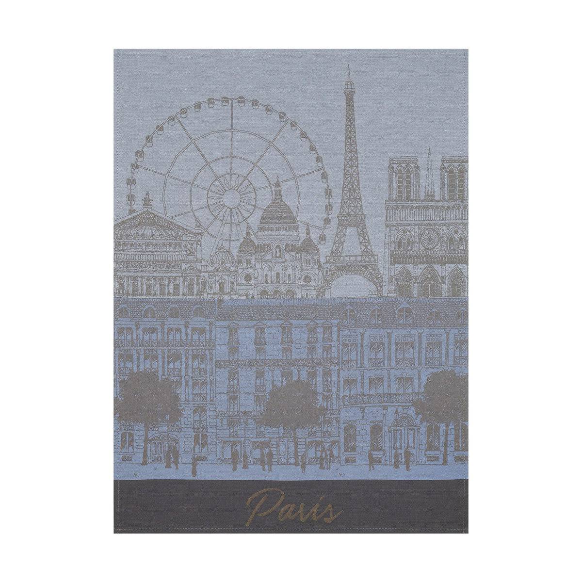 Le Jacquard Francais Paris Panorama Tea Towel, 24 x 31-Inches, Azure - Kitchen Universe