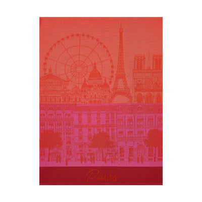 Le Jacquard Francais Paris Panorama Tea Towel, 24 x 31-Inches, Red Kiss - Kitchen Universe