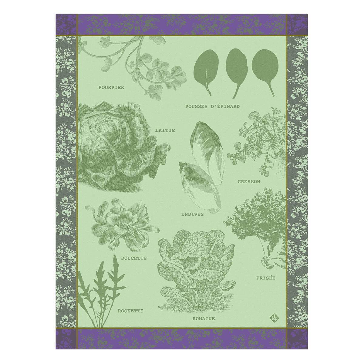 Le Jacquard Francais Salades Illustrées Tea Towel, 24 x 31-Inches, Green - Kitchen Universe