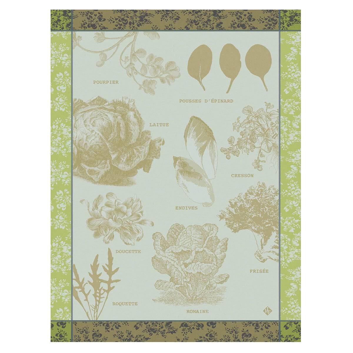 Le Jacquard Francais Salades Illustrées Tea Towel, 24 x 31-Inches, Sand - Kitchen Universe