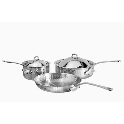 Mauviel M'Elite Hammered 5-Ply Stainless Steel 5-Piece Set - Kitchen Universe