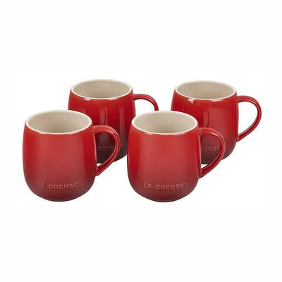 Le Creuset Heritage Stoneware Mugs Set of 4, 13-Ounce, Cerise - Kitchen Universe