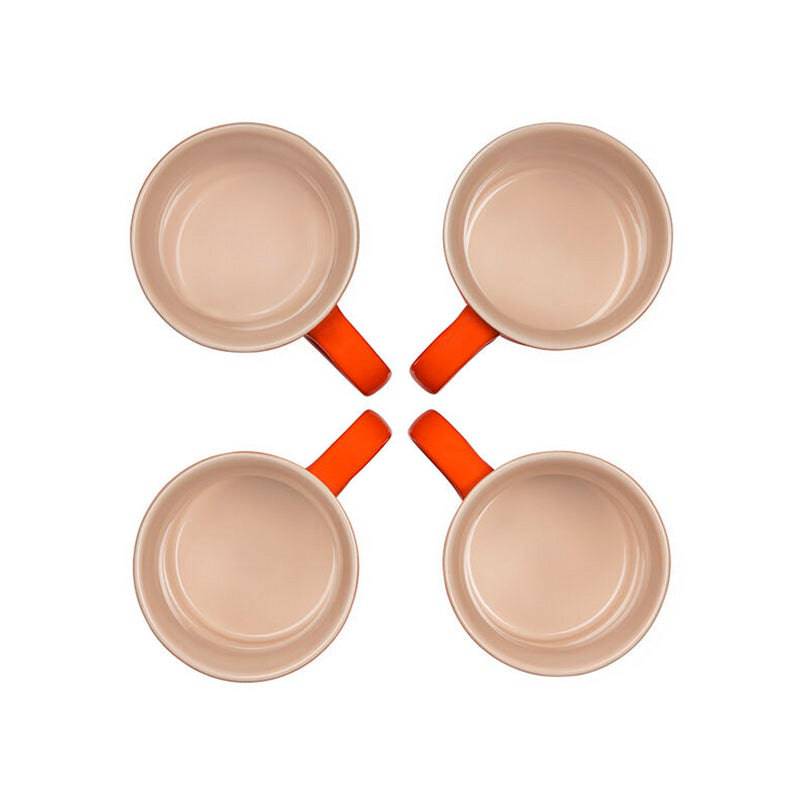 Le Creuset Stoneware Set of 4 Mugs, 14-oz, Flame - Kitchen Universe