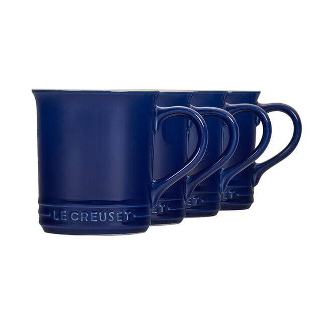 Le Creuset Stoneware Set of 4 Mugs, 14-Ounces, Indigo - Kitchen Universe