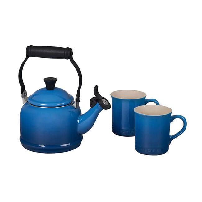 Le Creuset Enamel on Steel Demi Kettle & 2 Coffee Mugs Set, Marseille - Kitchen Universe