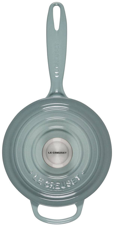 Le Creuset Signature Enameled Cast Iron Sauce Pan with Lid, 1.75-Quart, Sea Salt - Kitchen Universe