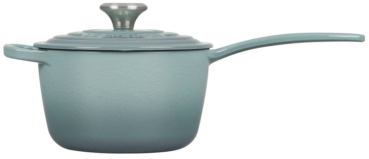 Le Creuset Signature Enameled Cast Iron Sauce Pan with Lid, 1.75-Quart, Sea Salt - Kitchen Universe