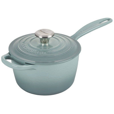 Le Creuset Signature Enameled Cast Iron Sauce Pan with Lid, 1.75-Quart, Sea Salt - Kitchen Universe