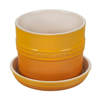 Le Creuset Stoneware Herb Planter with Tray, 5.5-Inches, Nectar - Kitchen Universe