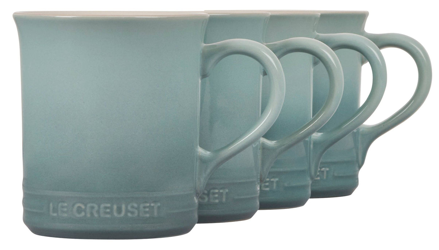 Le Creuset Stoneware Set of 4 Mugs, 14-Ounces, Sea Salt - Kitchen Universe