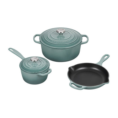 Le Creuset Signature Enameled Cast Iron 5-Piece Cookware Set, Sea Salt - Kitchen Universe