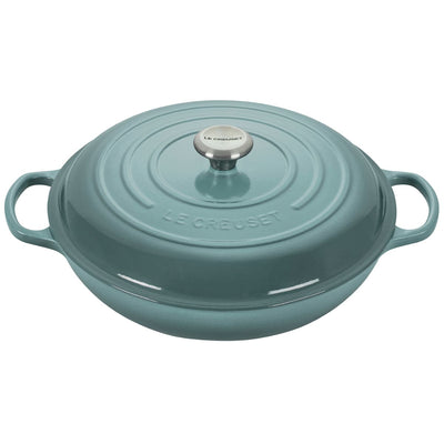 Le Creuset Signature Enameled Cast Iron Braiser with Stainless Steel Knob, 5-Quart, Sea Salt - Kitchen Universe