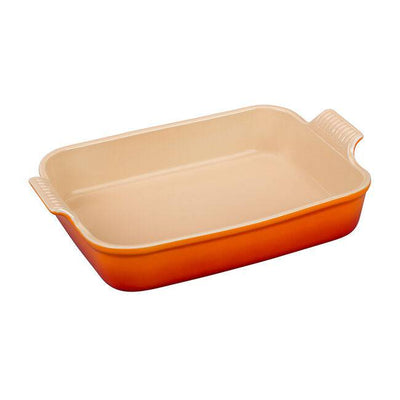 Le Creuset Heritage Stoneware Rectangular Dish, 12 x 9-Inches, Flame - Kitchen Universe
