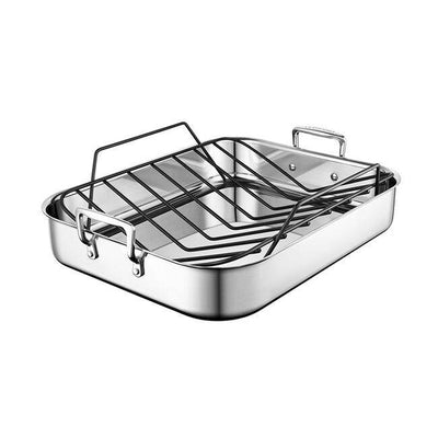 Le Creuset Stainless Steel Roasting Pan with Nonstick Rack 16.25 x 13.25-In - Kitchen Universe