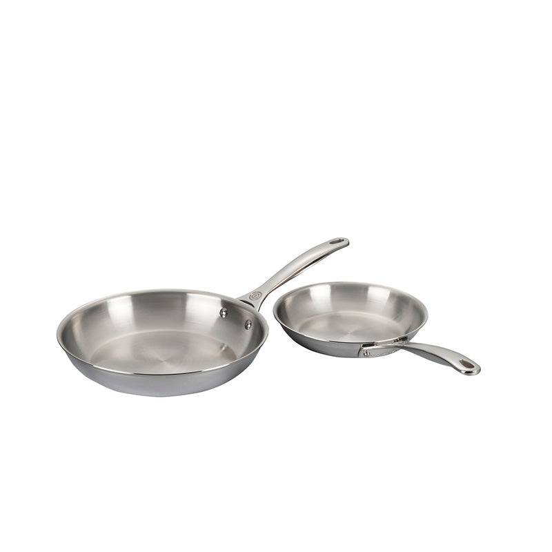 Le Creuset Stainless Steel Fry Pan Set 2 Piece, 8" - 10" - Kitchen Universe