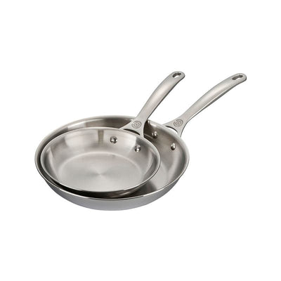 Le Creuset Stainless Steel Fry Pan Set 2 Piece, 8" - 10" - Kitchen Universe