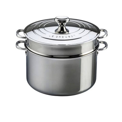 Le Creuset 3-Ply Stainless Steel Stockpot with Lid & Deep Colander Insert, 9 qt. - Kitchen Universe