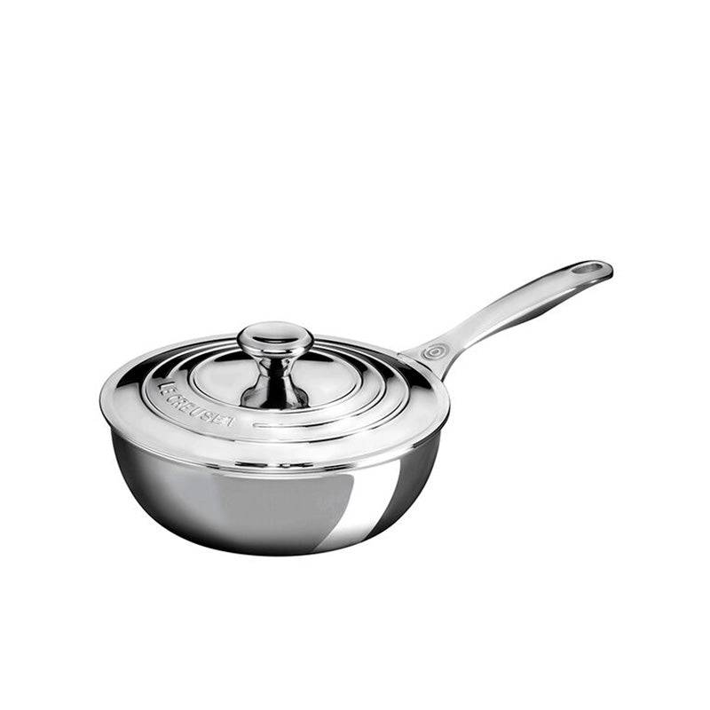 Le Creuset 3-Ply Stainless Steel Sauce Pan with Lid & Helper Handle 2 qt - Kitchen Universe