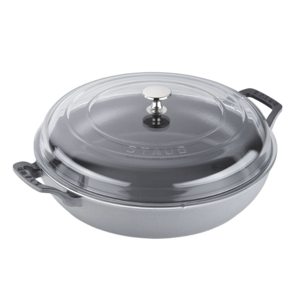 Staub Cast Iron Braiser with Glass Lid, 3.5-qt., Graphite Grey - Kitchen Universe