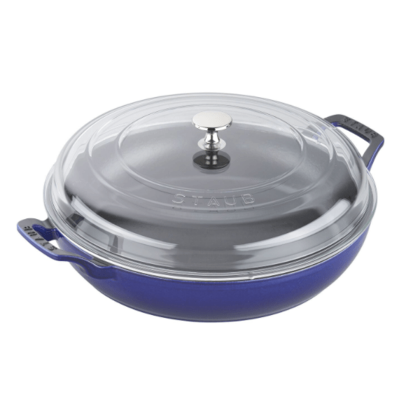 Staub Cast Iron Braiser with Glass Lid, 3.5 qt, Dark Blue - Kitchen Universe